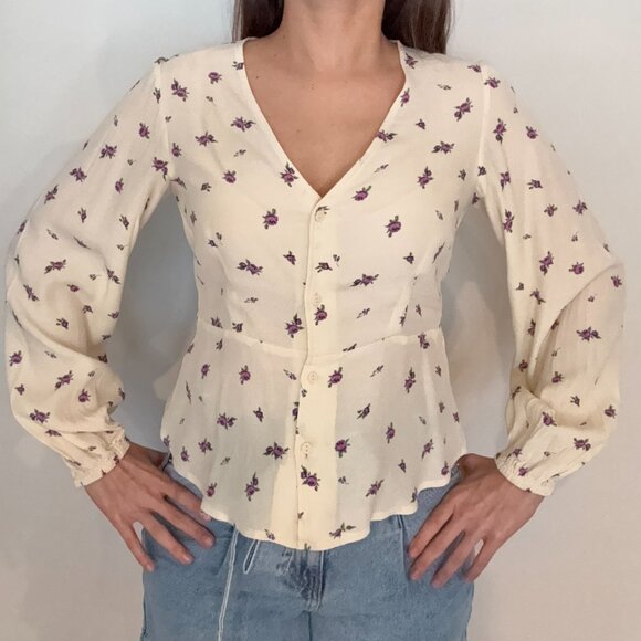 MANGO Floral Print Blouse - Size XS - Picture 2 of 8